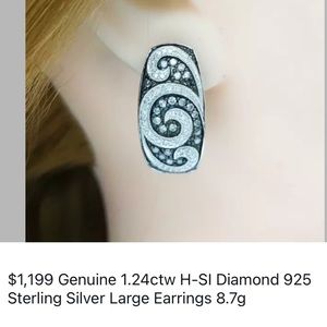 NWOT 1.24CTW OF GENUINE DIAMOND DANGLE EARRINGS